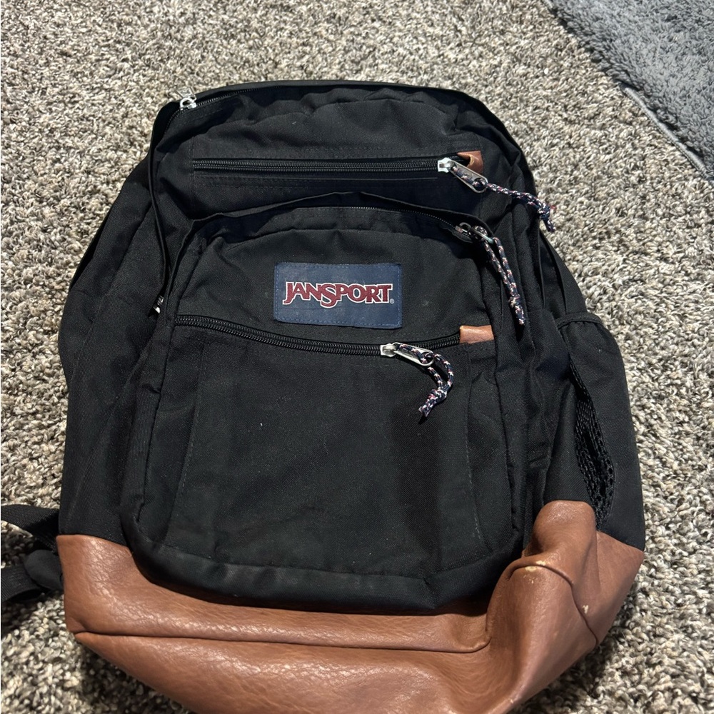 JanSport Black and Tan Backpack